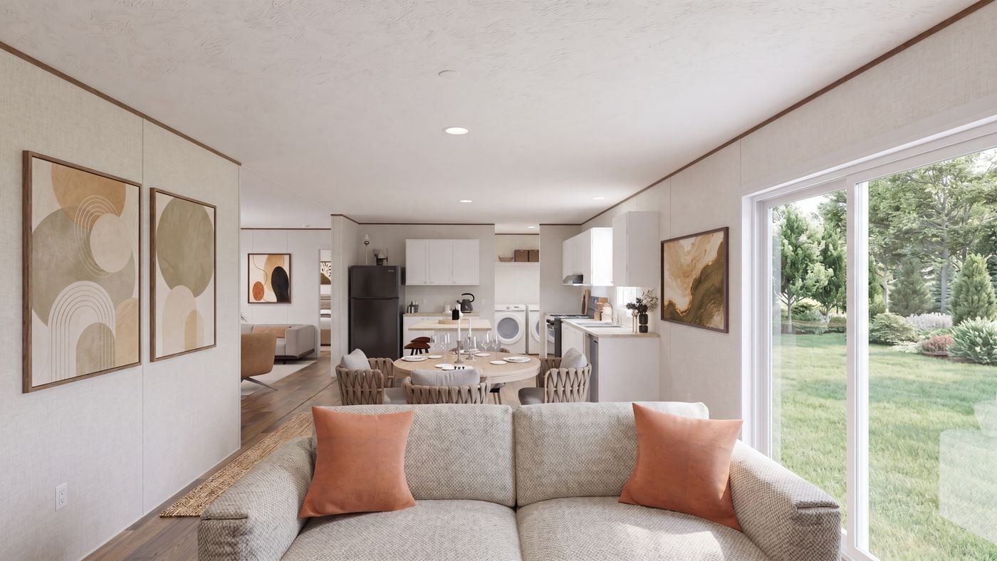 Oak floor plan home, den