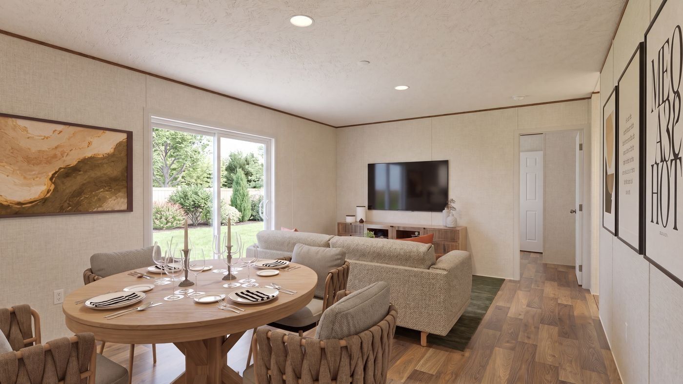 Oak floor plan home, dining area